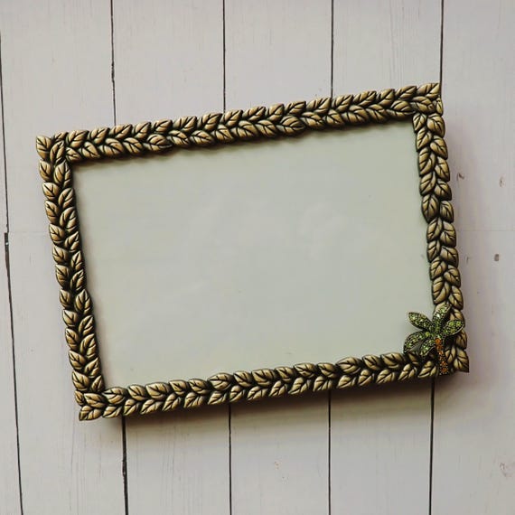 Vintage Brass Frame with Palm Tree and Leaf Design Rhinestone Tree ELSAL