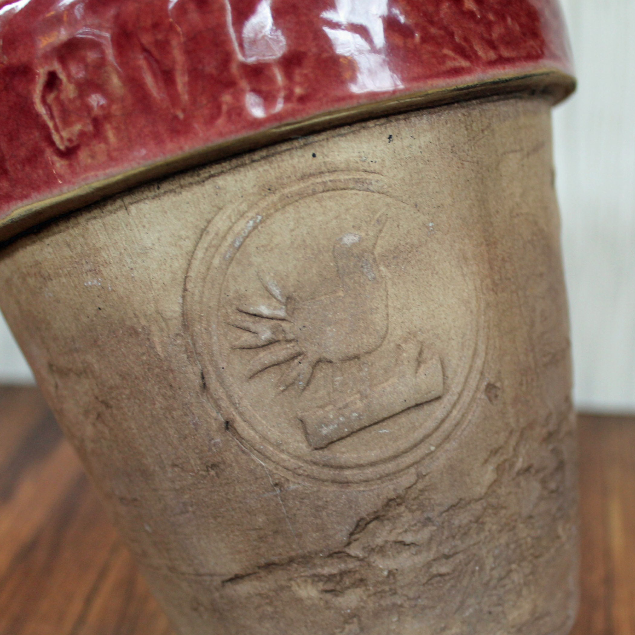 Vintage Rowe Pottery Works Stoneware Planter Flower Pot Tan White with