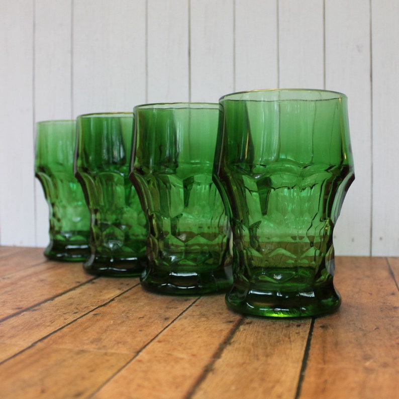 Vintage Green Tumbler Set of 4 Tumblers Glass 5 Etsy