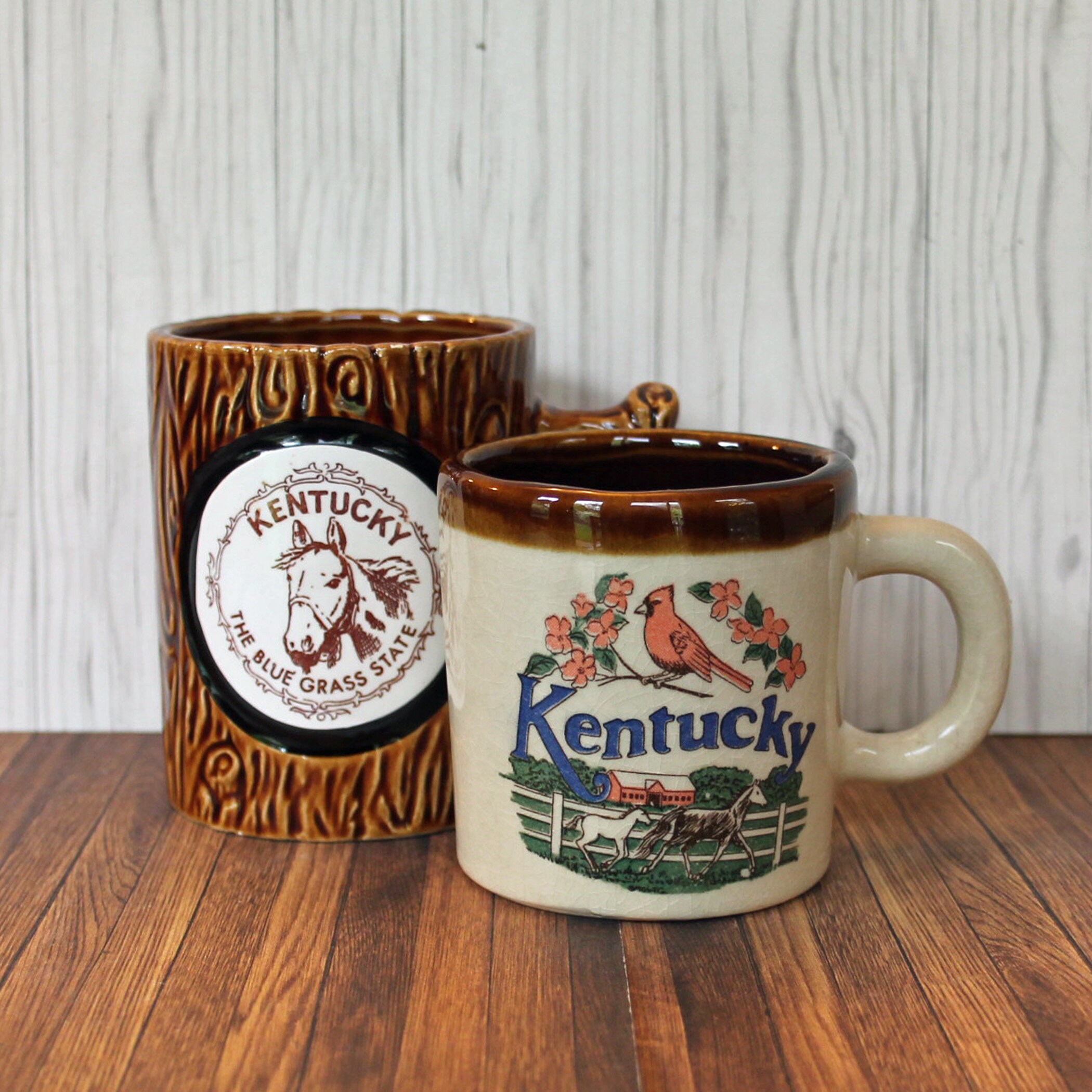 Vintage Kentucky Souvenir Mug  Set of 2 Blue Grass State 