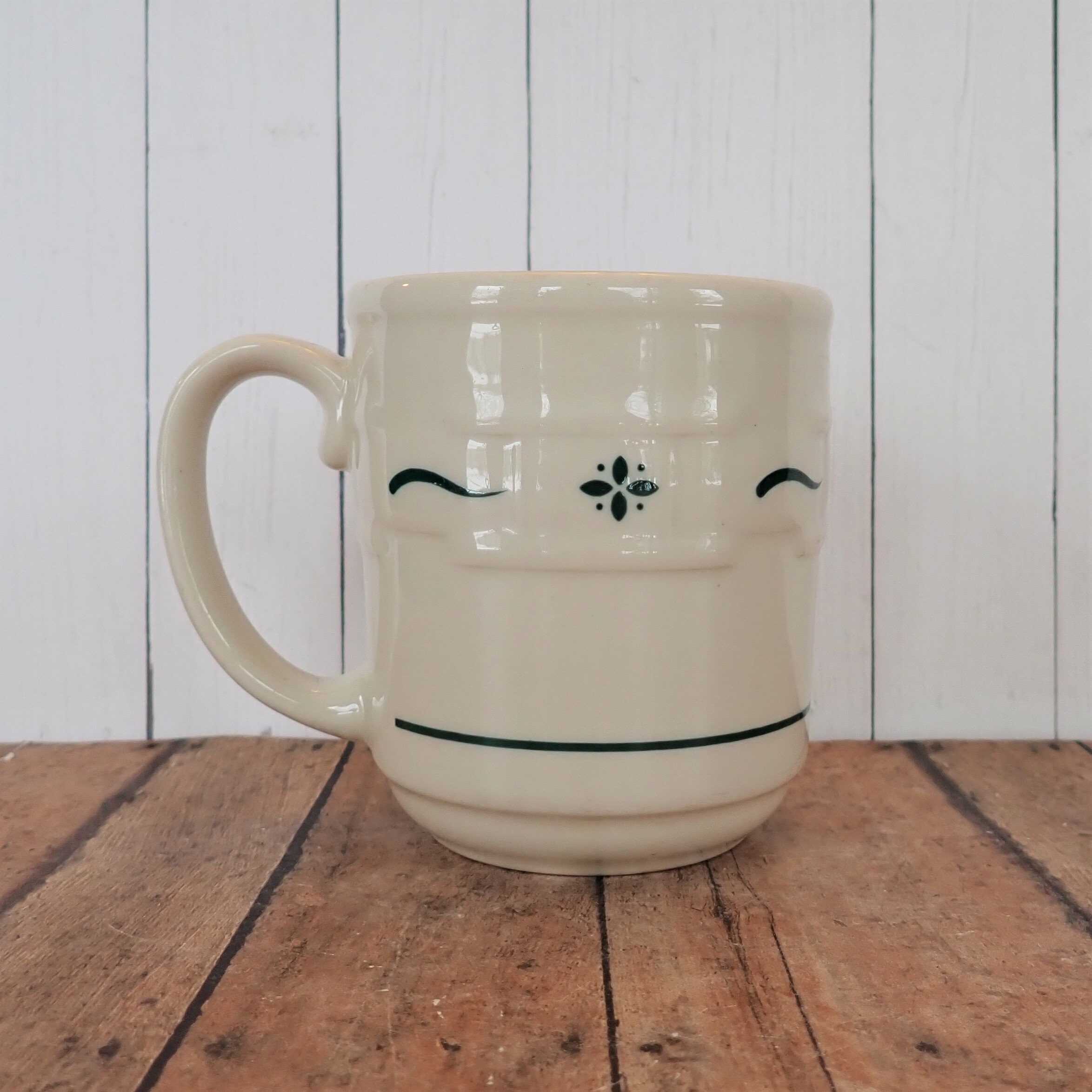 Vintage Longaberger Pottery WOVEN TRADITIONS Heritage Green Ceramic Mug