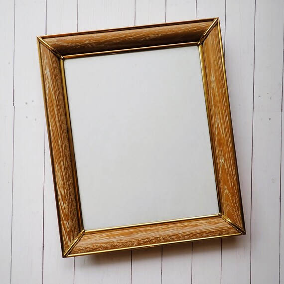 Vintage 8x10 Faux Wood and Brass Golden Metal Photo Picture Frame