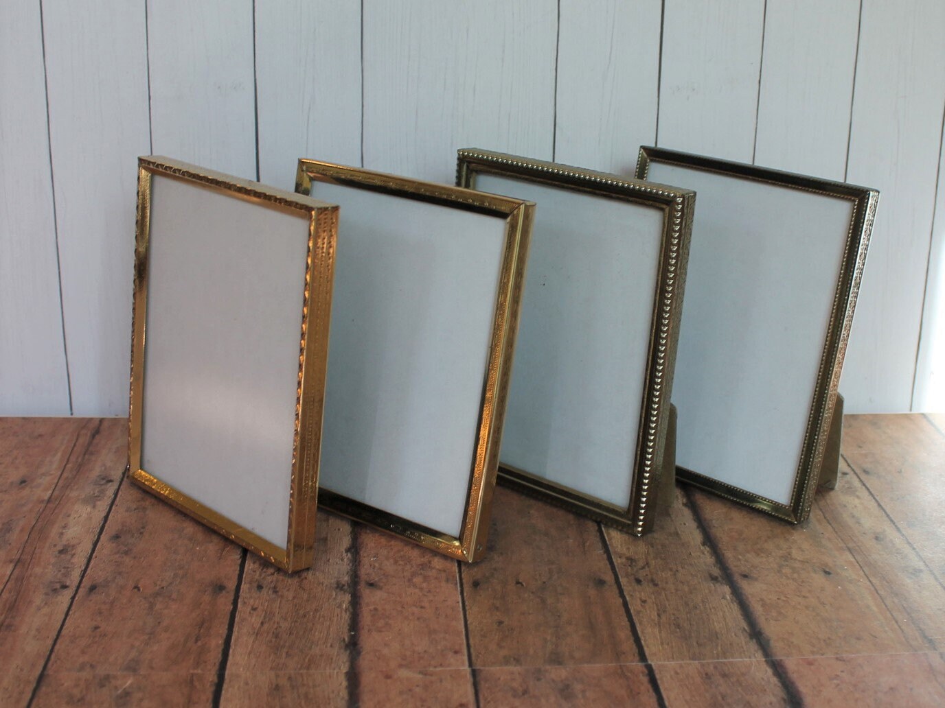 Vintage 4x5 Metal Gold Brass Colored Photo Picture Frame Set of 4
