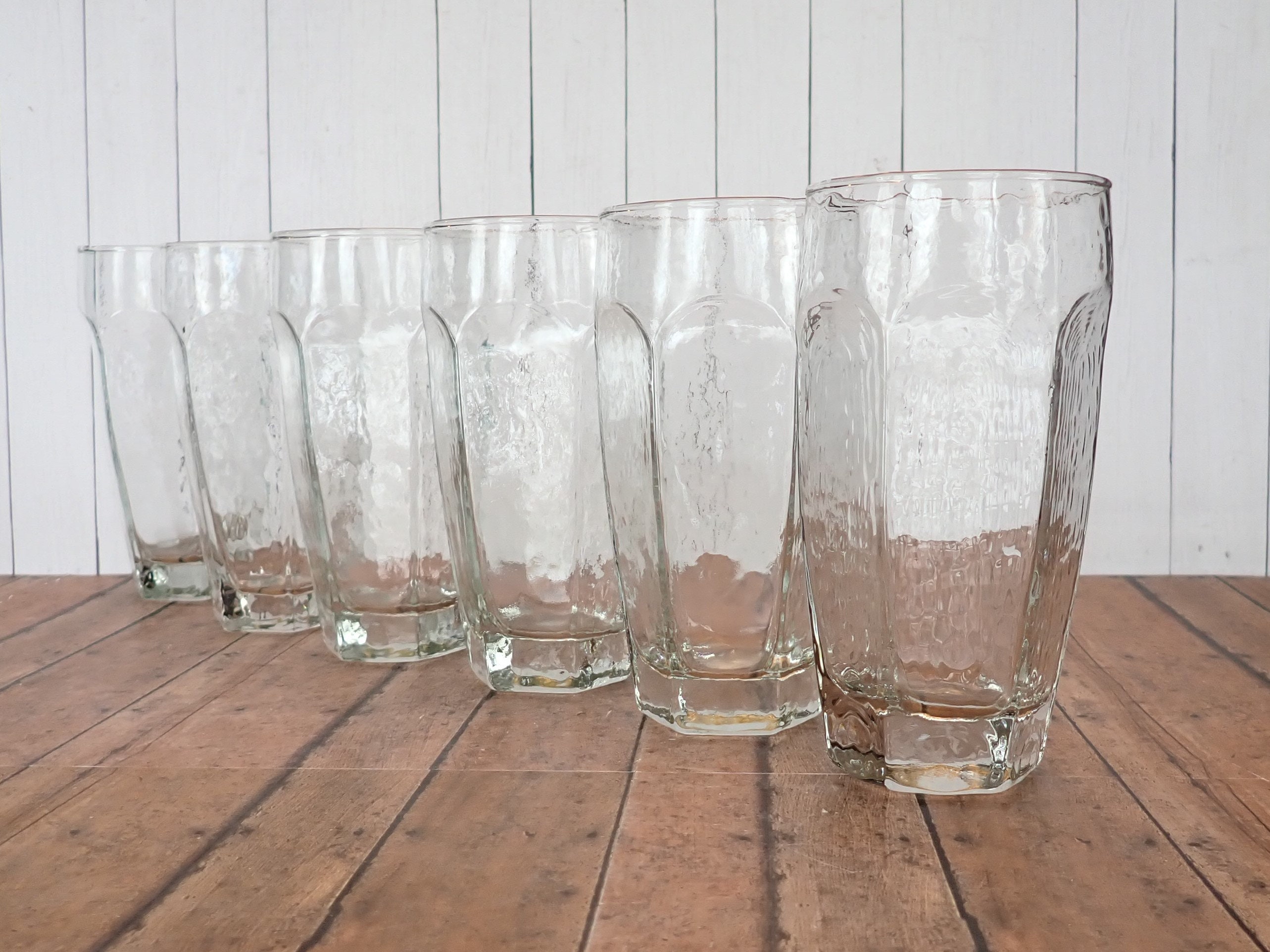 Vintage Libbey CHIVALRY Clear 6 Cooler Tumbler Set of 6 Flat Paneled 16