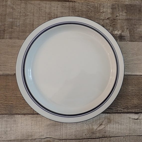 Vintage Dansk Bistro Christianshavn Blue Salad Plate White Stoneware with Blue Band Made in Portugal
