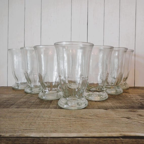 Vintage Clear Glass Jelly Jar Juice Glasses Tumblers Set of 8 Clear Drinking Glass