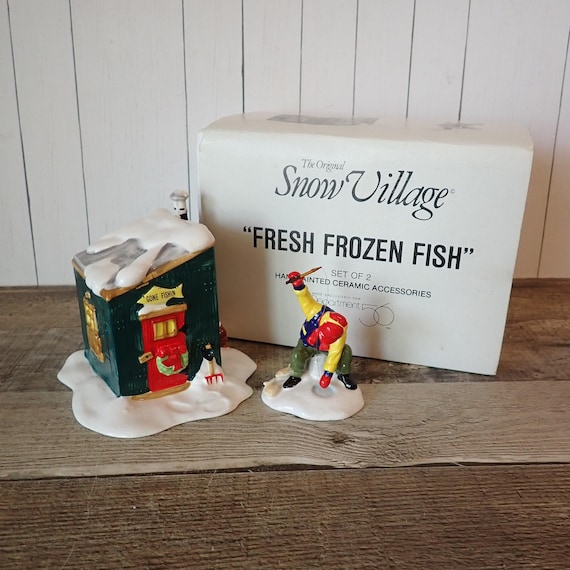 Vintage Dept. 56 Heritage Village Collection Snow Village Fresh Frozen Fish Set of 2 Figurine Accessory 5163-2 with Original Box
