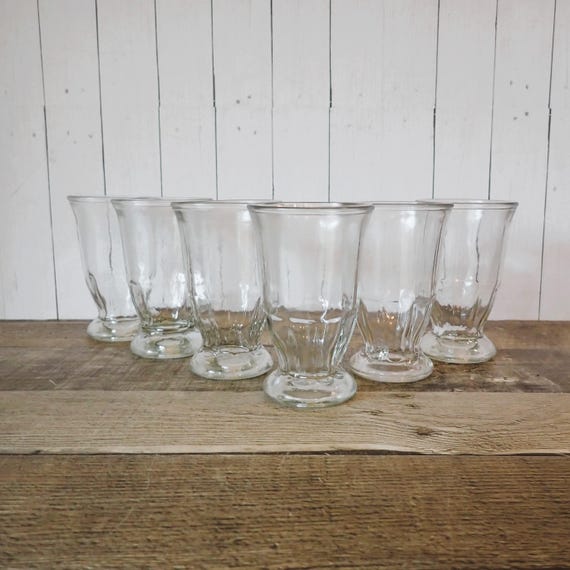 Vintage Clear Glass Jelly Jar Juice Glasses Tumblers Set of 6 Clear Drinking Glass