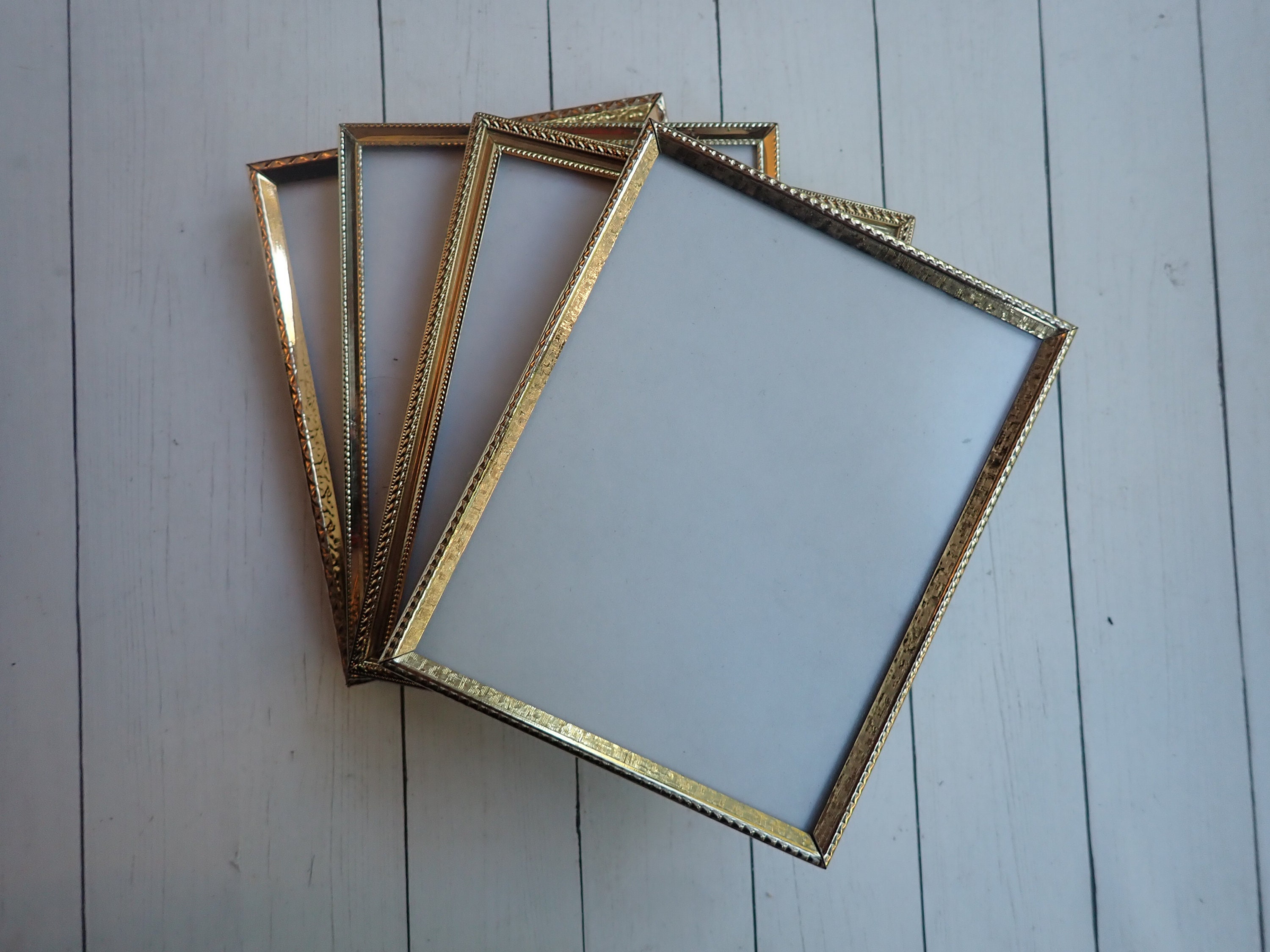 Vintage 4x5 Metal Gold Brass Colored Photo Picture Frame Set of 4