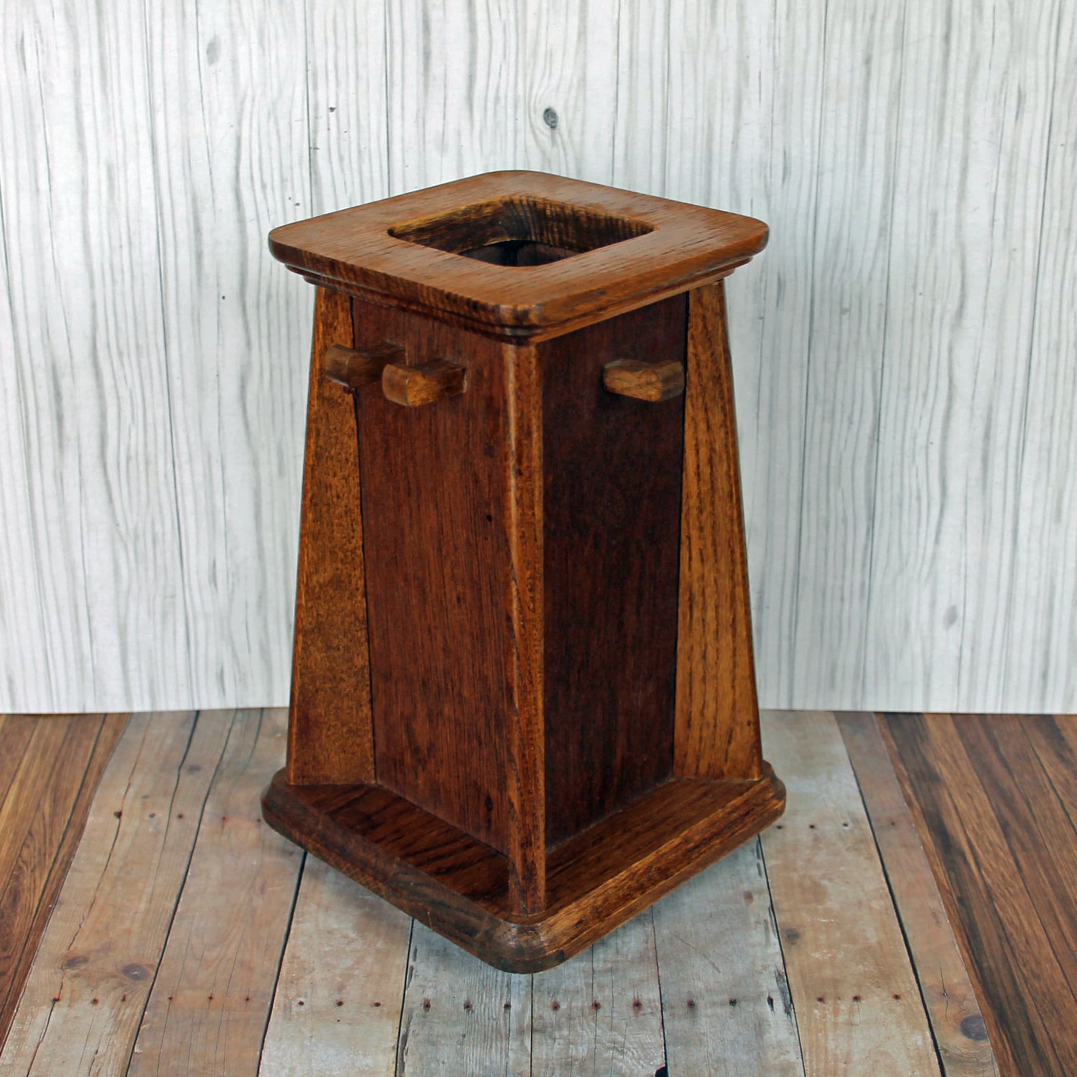 Vintage Wood Utensil Holder Caddy Arts and Crafts Mission Stlye