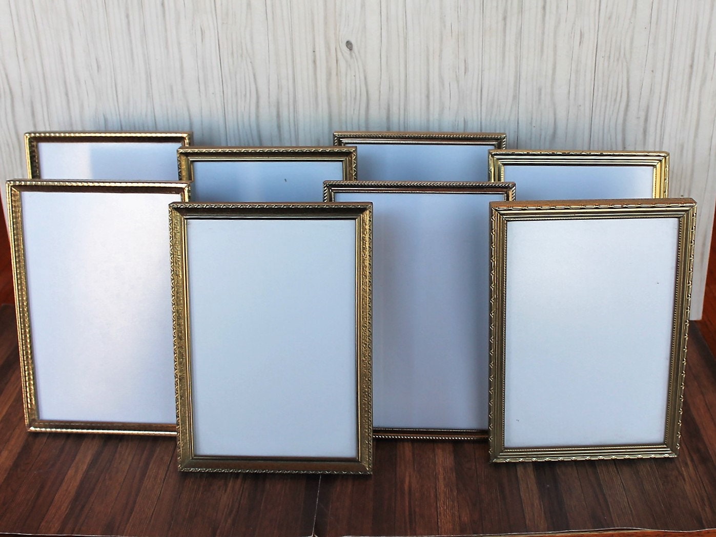 Vintage 5x7 Metal Gold Brass Colored Photo Picture Frame Set of 8