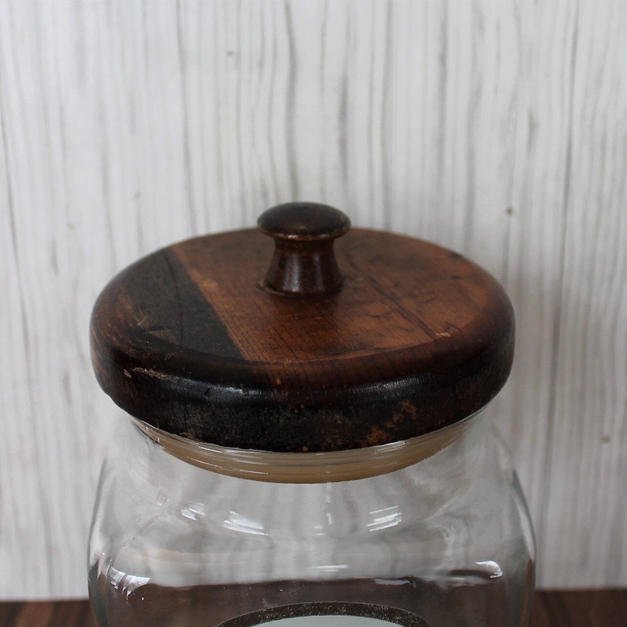 Vintage Anchor Hocking Clear Glass Apothecary Style Tea Canister Jar