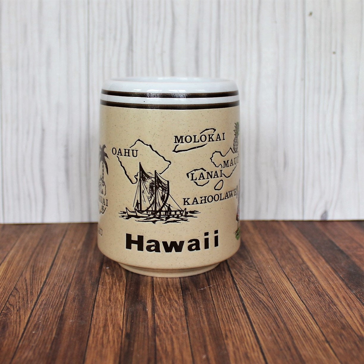 Vintage Ceramic Hawaii Souvenir Mug Stoneware Hawaiian Coffee Cup