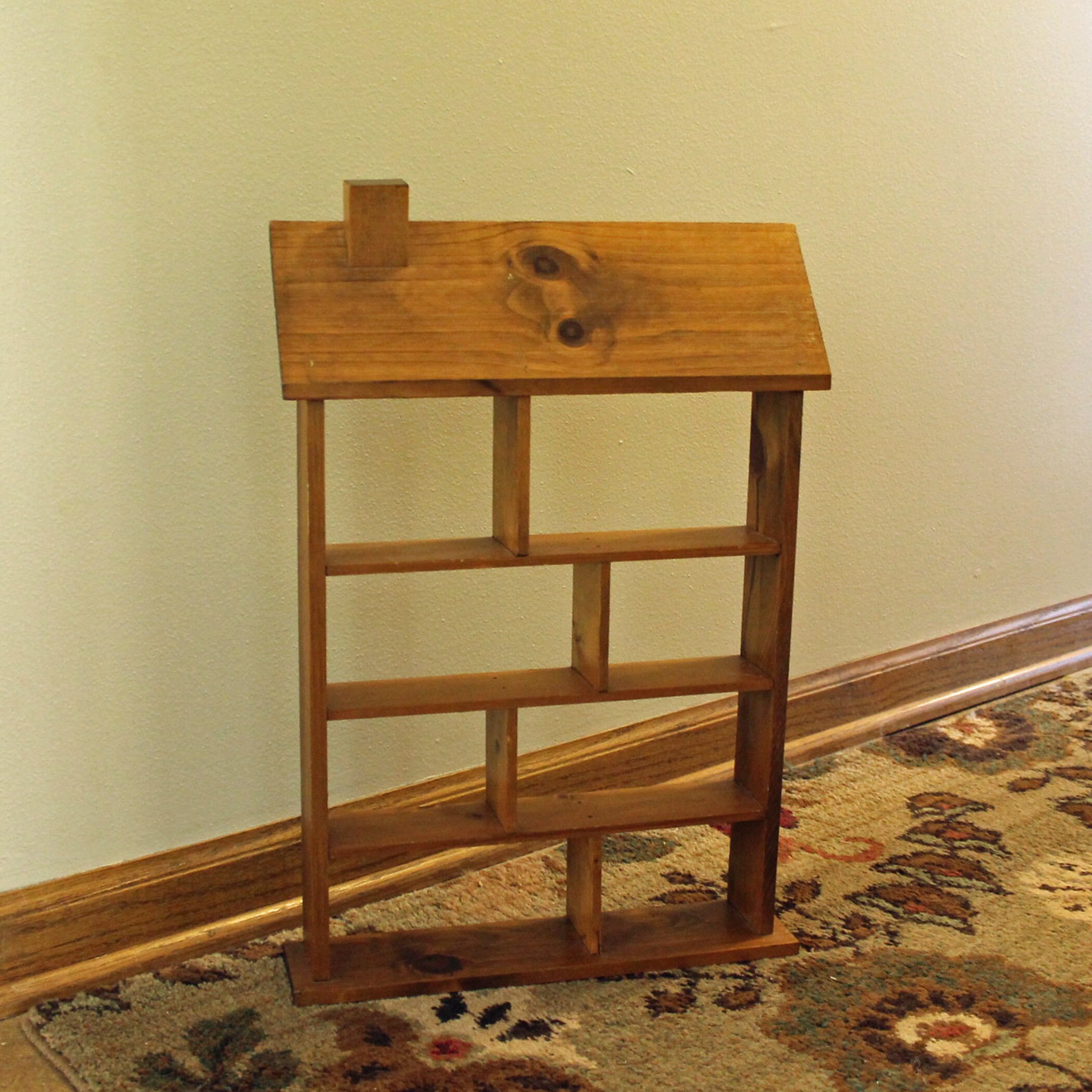 Vintage Wood House Shape Display Shelf for Small Miniatures Trinkets ...