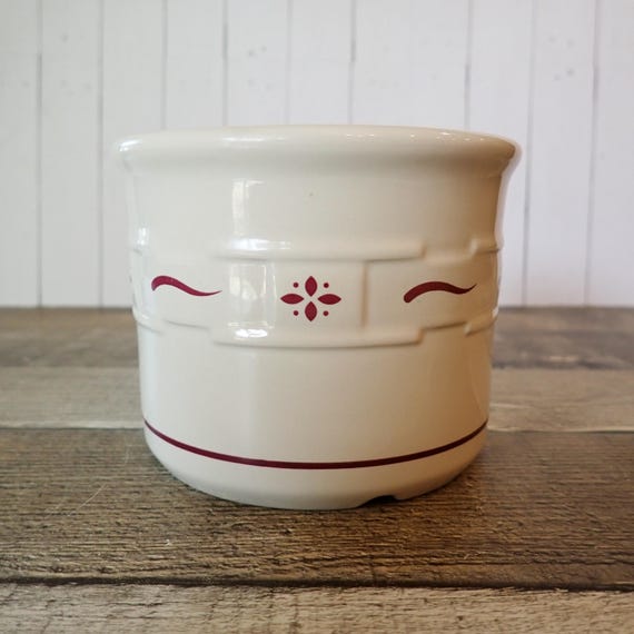 Vintage Longaberger Pottery WOVEN TRADITIONS Red 1 Pint Ceramic Crock