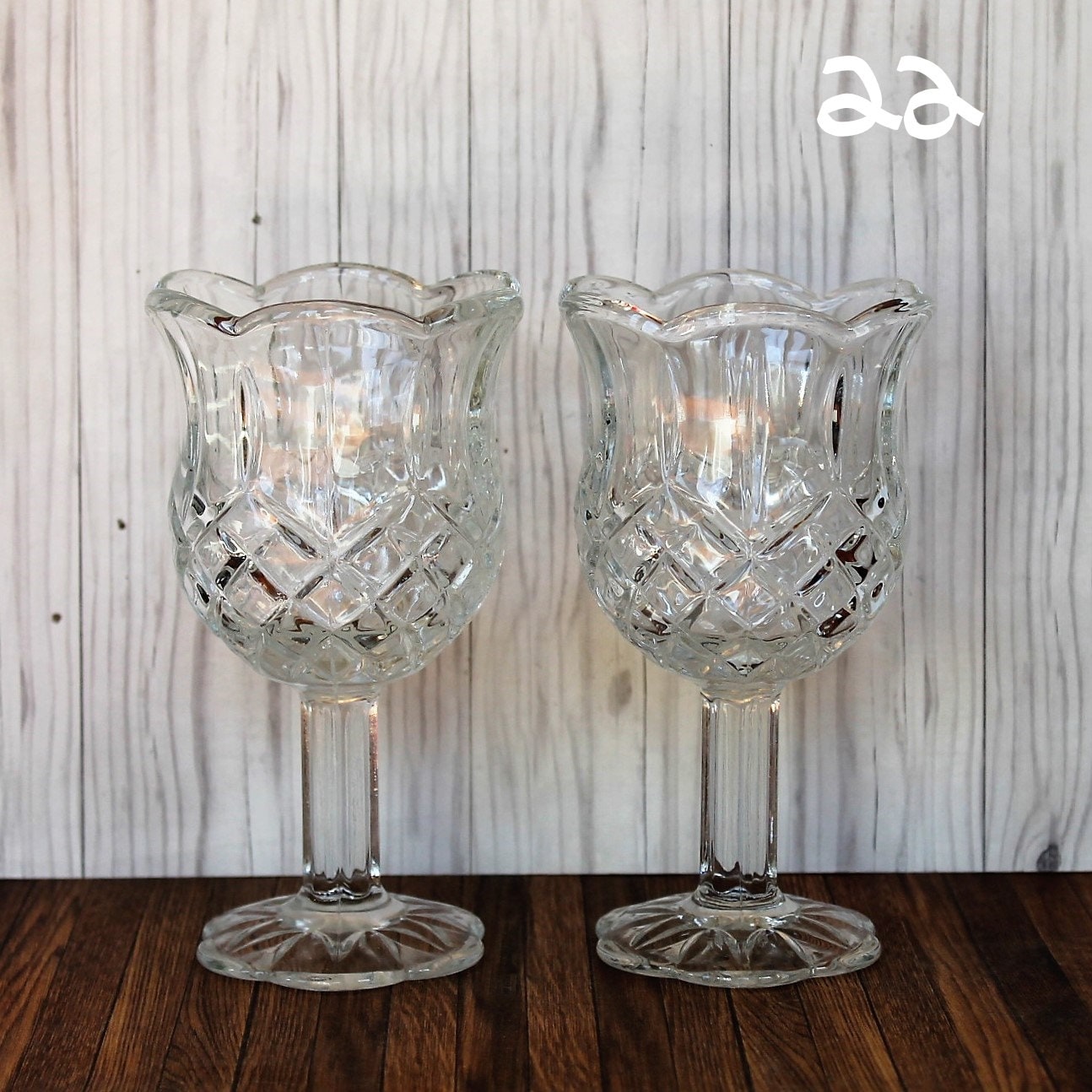 Vintage Clear Glass Votive Candle Holder PAIRS YOU CHOOSE Set of 2