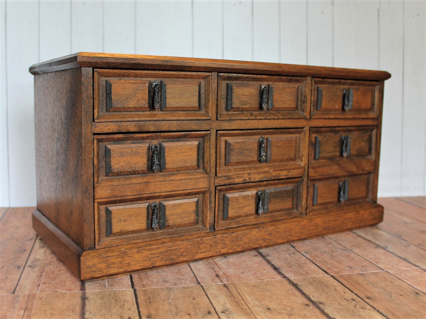 Vintage Wood Jewelry Box with 7 Drawers Chest of Drawers Trinket Box Mele Japan
