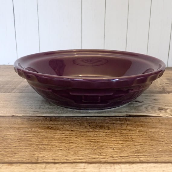 Vintage Longaberger WOVEN TRADITIONS Eggplant Purple Pie Plate 7" Baking Serving Dish