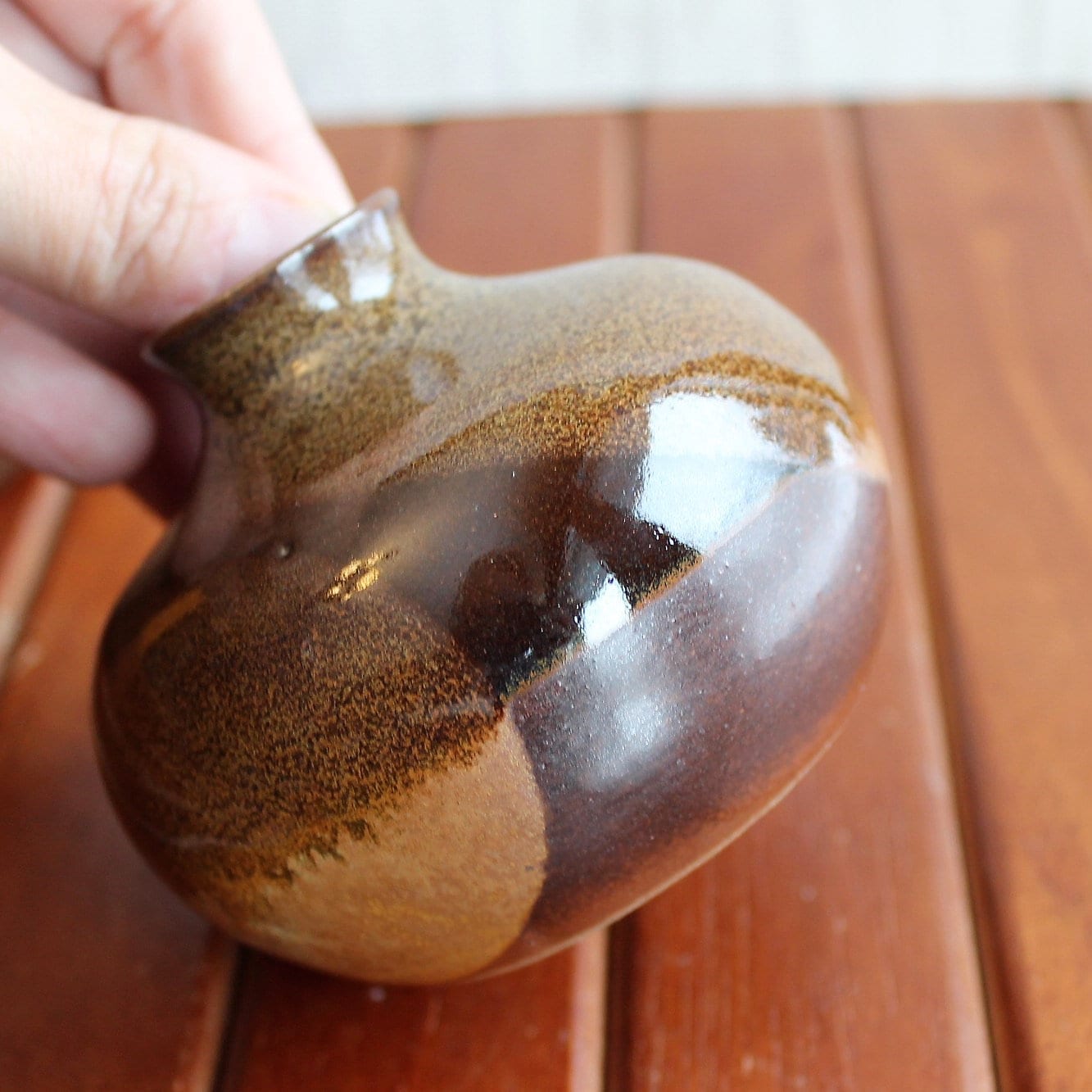 Vintage Pottery Craft USA Stoneware Vase Set of 3 Black Green Tan Leaf