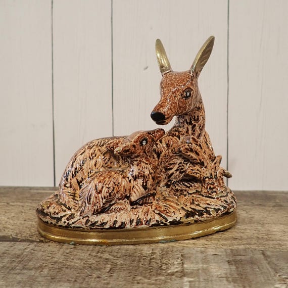 Vintage Cloisonne Brass and Enamel Deer Figurine