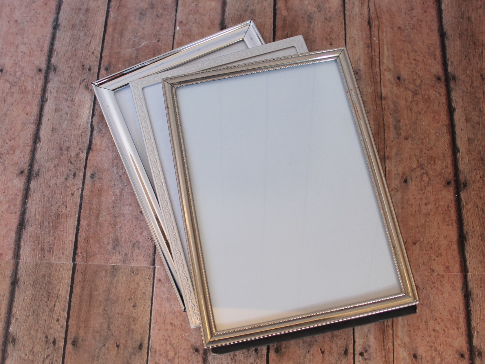 Vintage Silver Metal 5x7 Photo Picture Frame Set of 3 Frames 5 x 7 Free ...