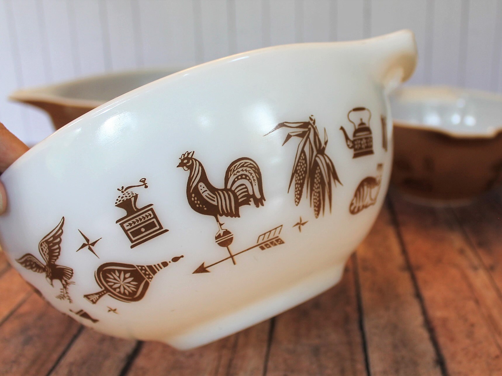 Vintage Pyrex EARLY AMERICAN Cinderella Mixing Bowl Set of 4 Bowls