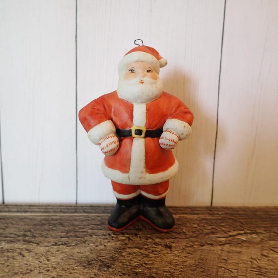 Vintage Schmid Ceramic Santa Ornament 1989 by B. Shackman Santa Claus in Traditional Old World Santa