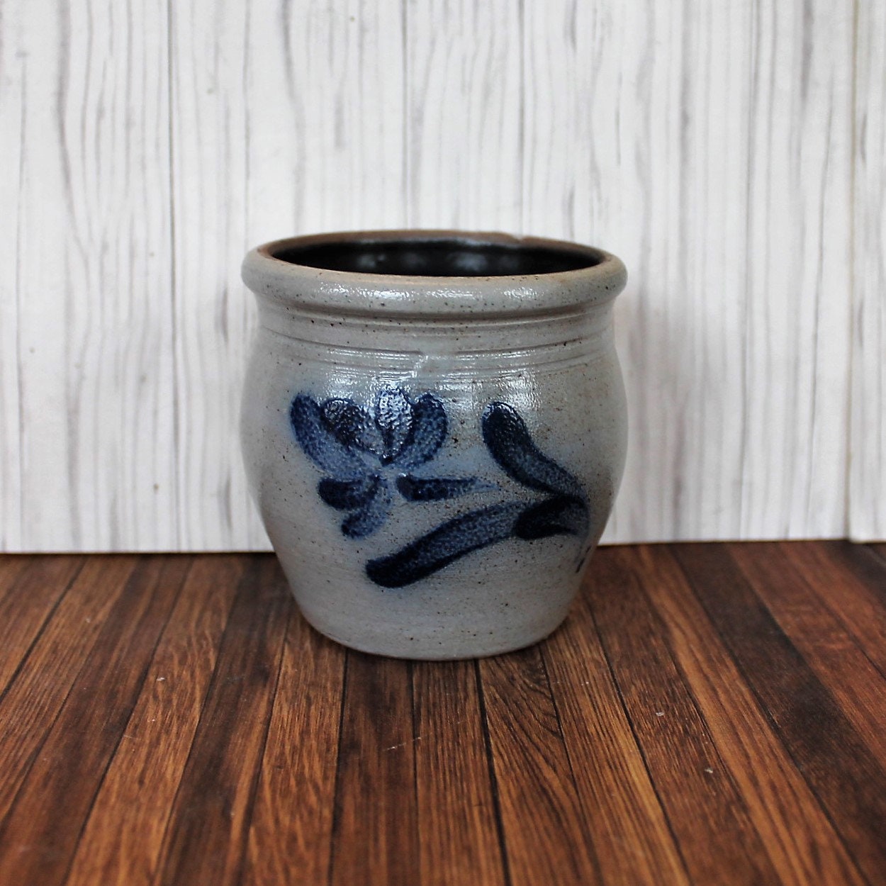 Vintage rockdale union stoneware pottery crock vase planter candle