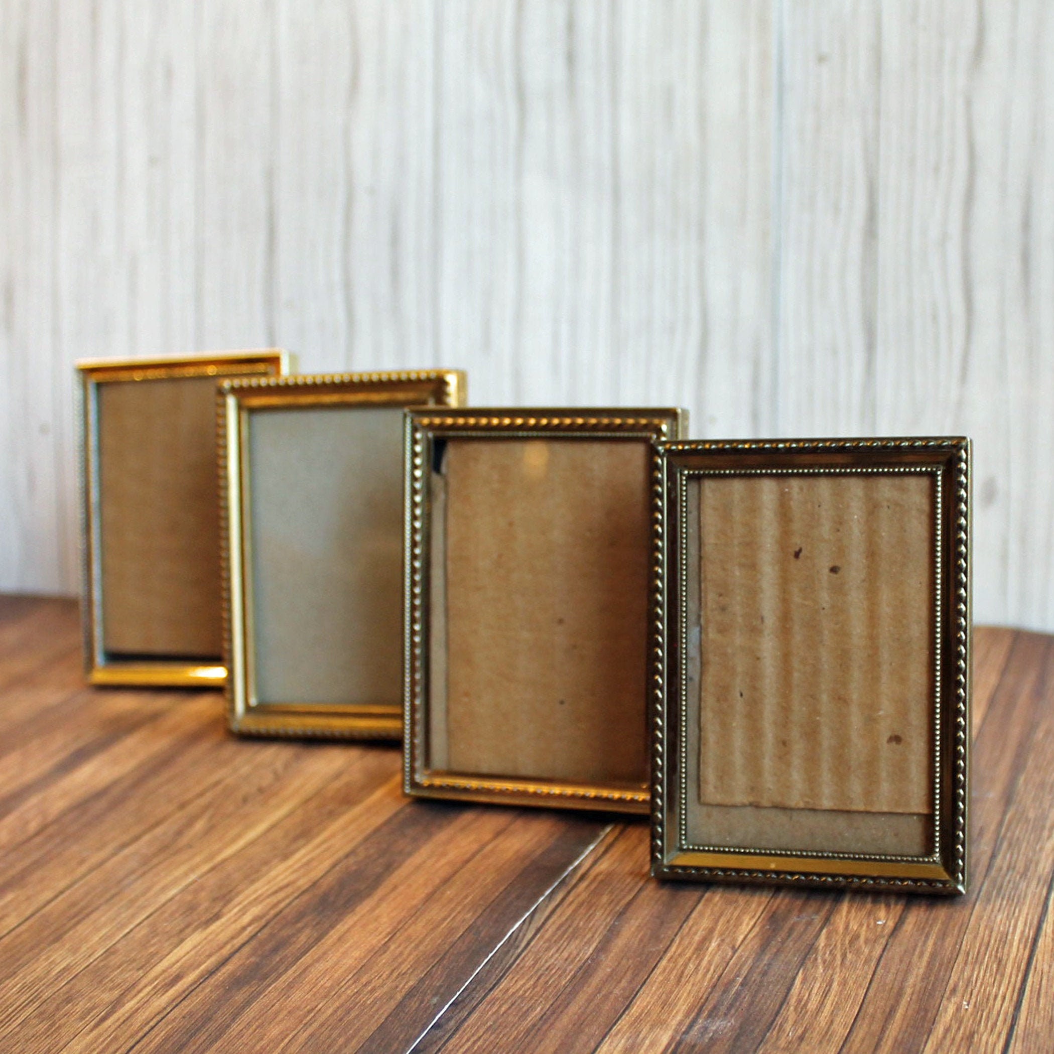 Vintage 2x3 Metal Gold Brass Colored Photo Picture Frame Set of 4