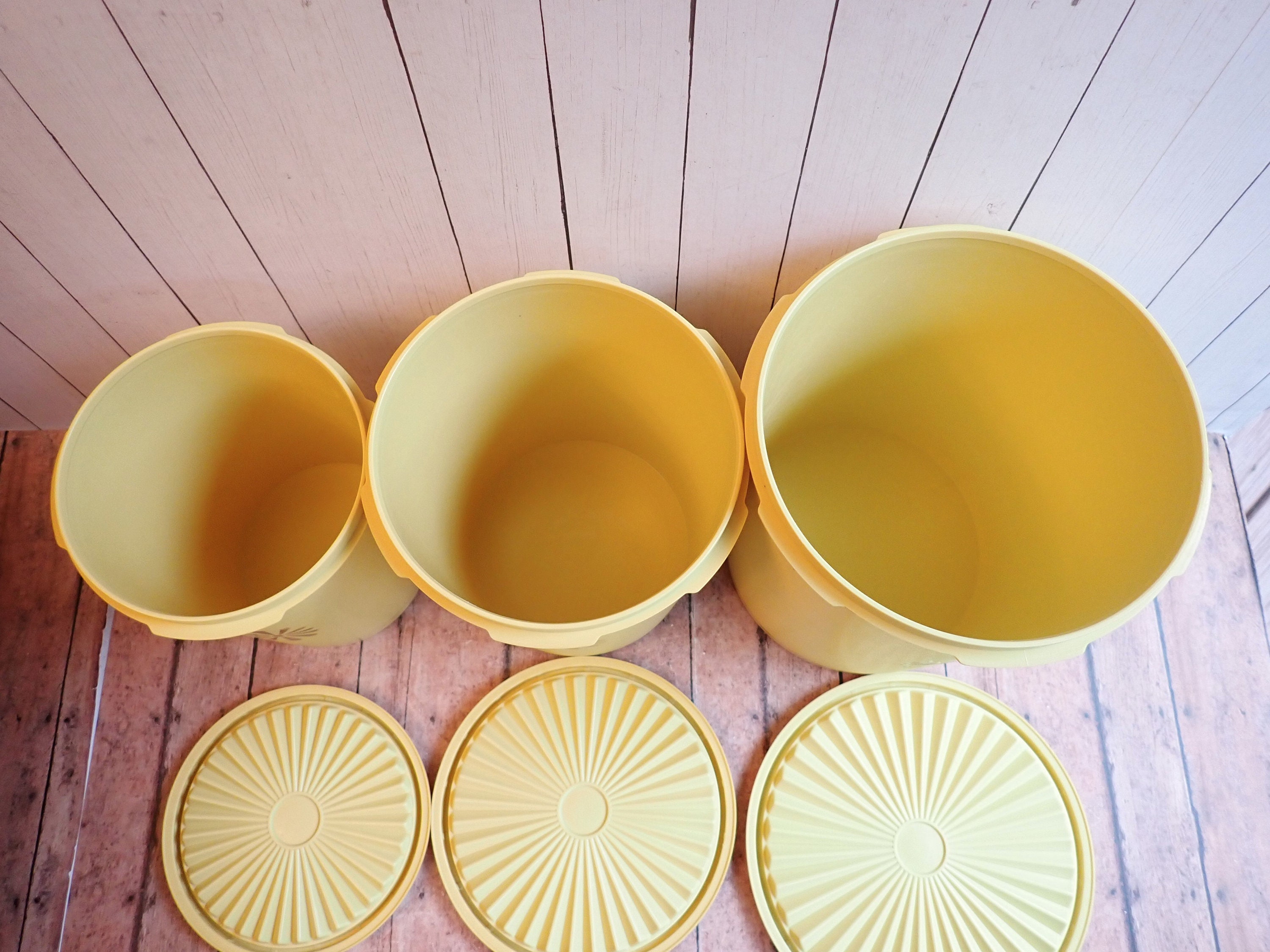 Vintage Tupperware Daffodil Yellow Mini Servalier Canisters- Set