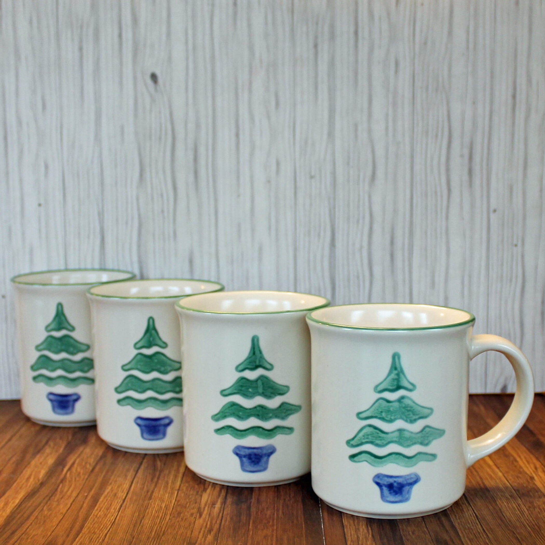 Vintage Pfaltzgraff NORDIC CHRISTMAS Mug Coffee Cup Set of 4 Pine