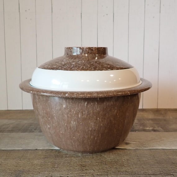 Vintage Kenro Holiday Melamine Ice Bucket Insulated Bowl Speckled Brown
