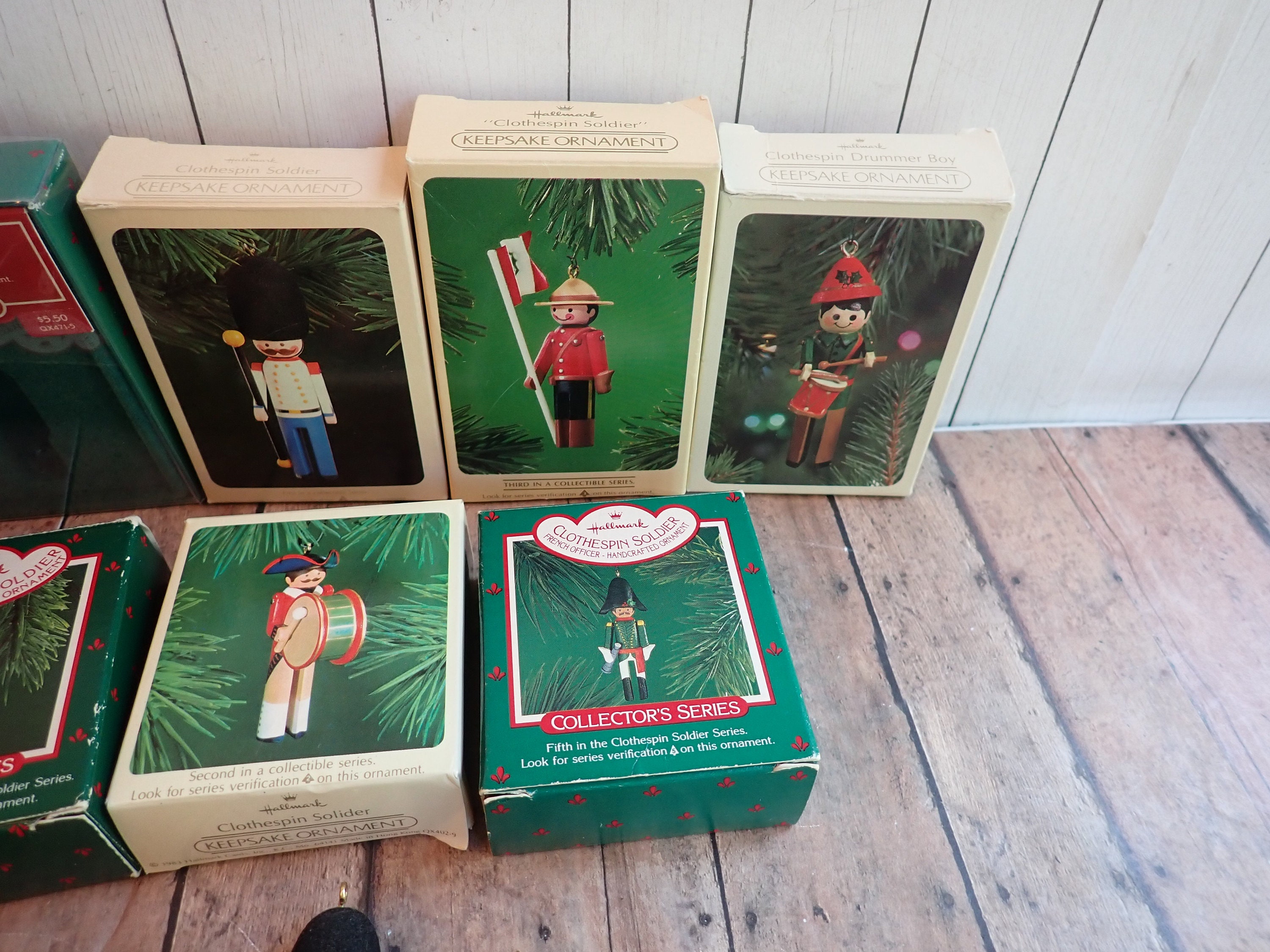 Vintage Hallmark Ornament Clothespin Soldier Ornament Set of 8