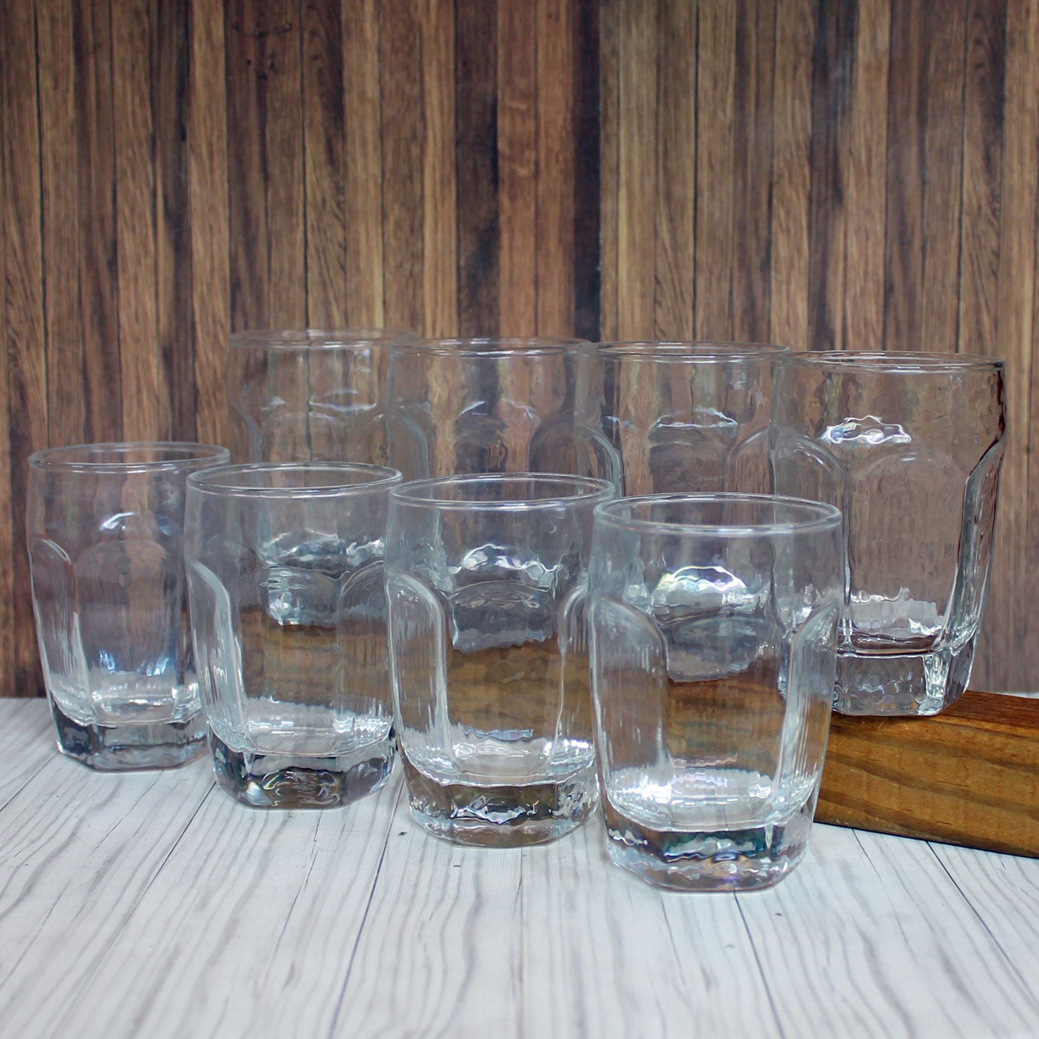 Vintage Libbey CHIVALRY Clear Juice Glasses Set of 8 Flat Paneled Small