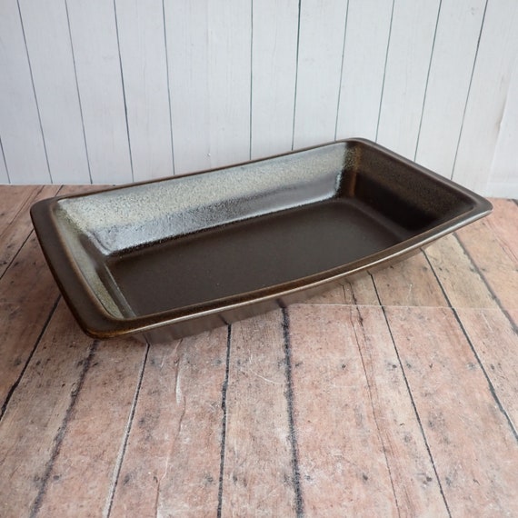 Vintage Mikasa ULTIMA PLUS  Rectangular Baker Bowl Tray Brown and Tan Stoneware Serving Bowl Casserole Dish