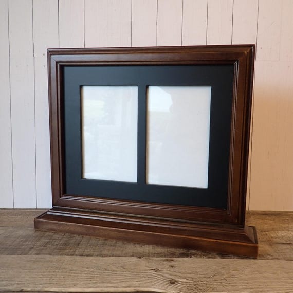 Vintage 4x6 Double Wooden Photo Frame Free Standing Tabletop Frame