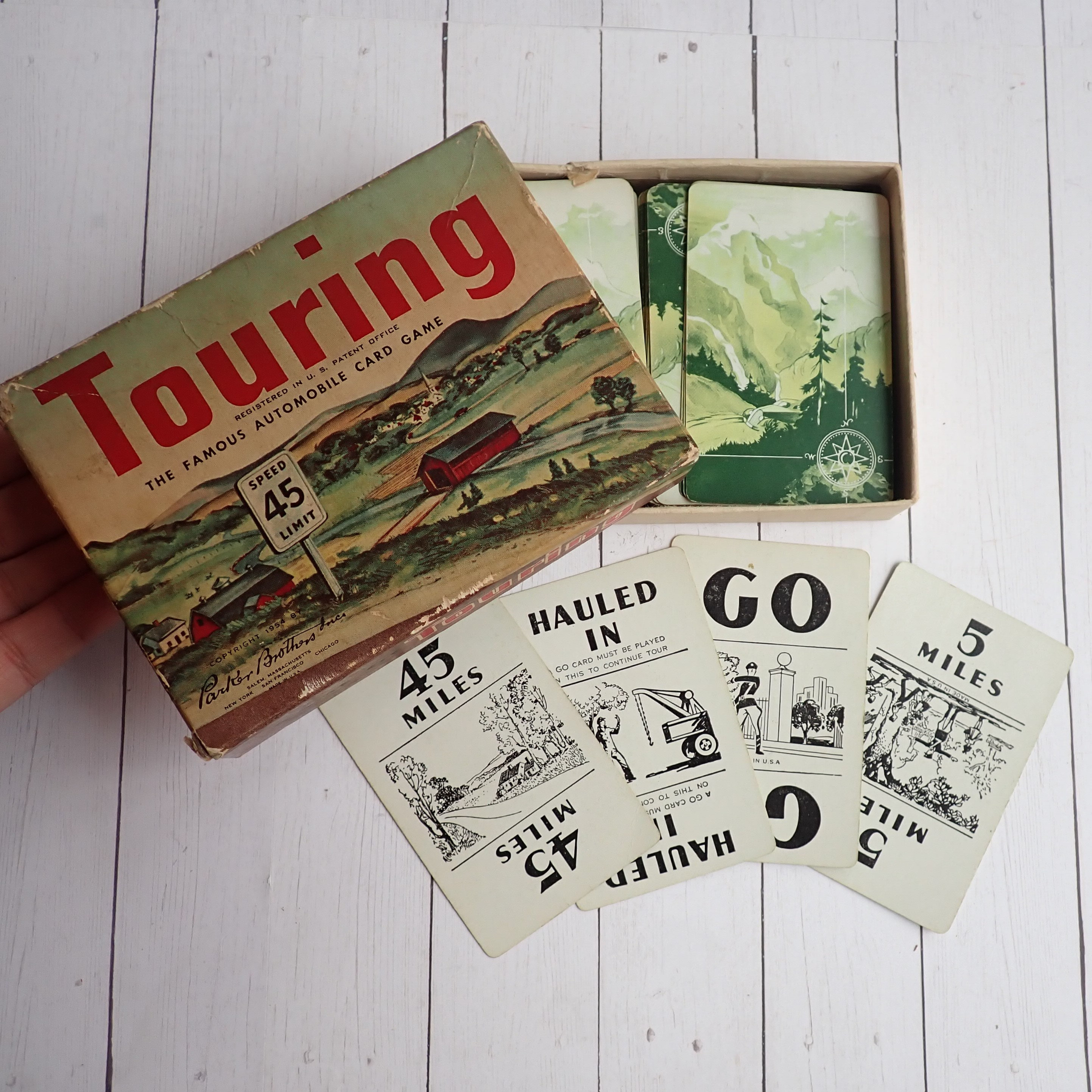 vintage-parker-brothers-touring-game-1954-card-game-with-99-cards