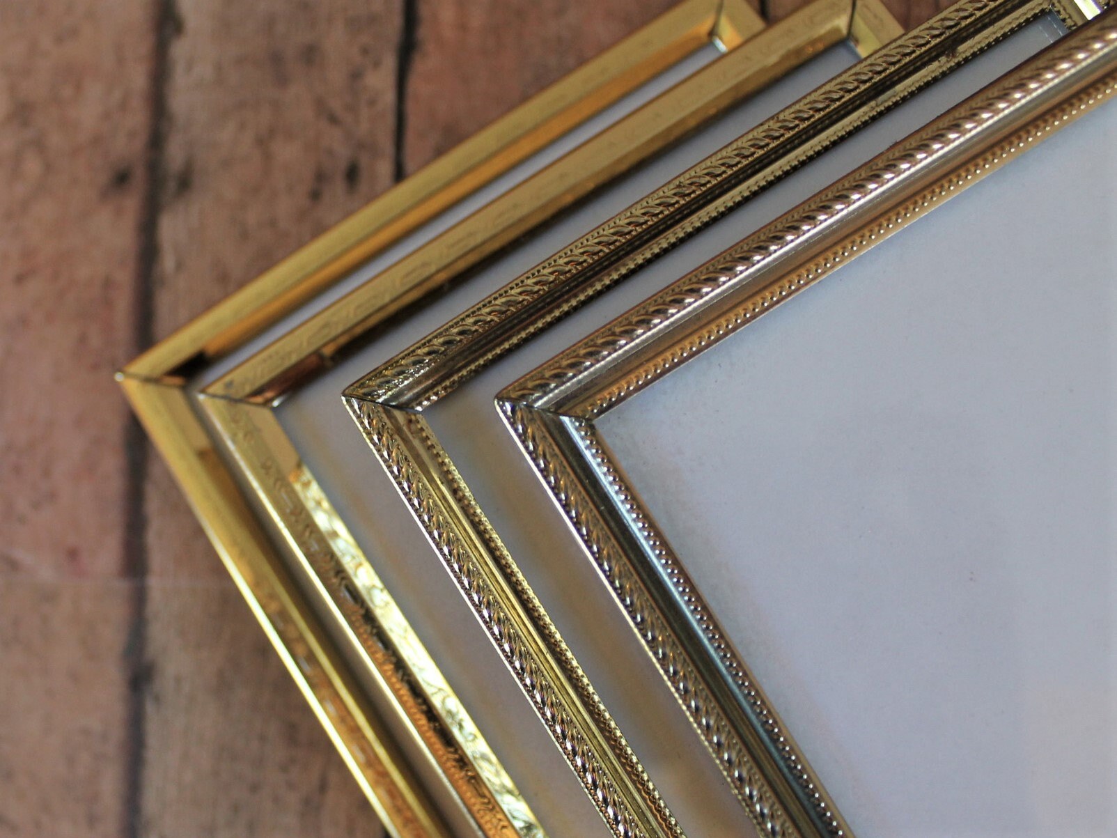 Vintage 4x5 Metal Gold Brass Colored Photo Picture Frame Set of 4
