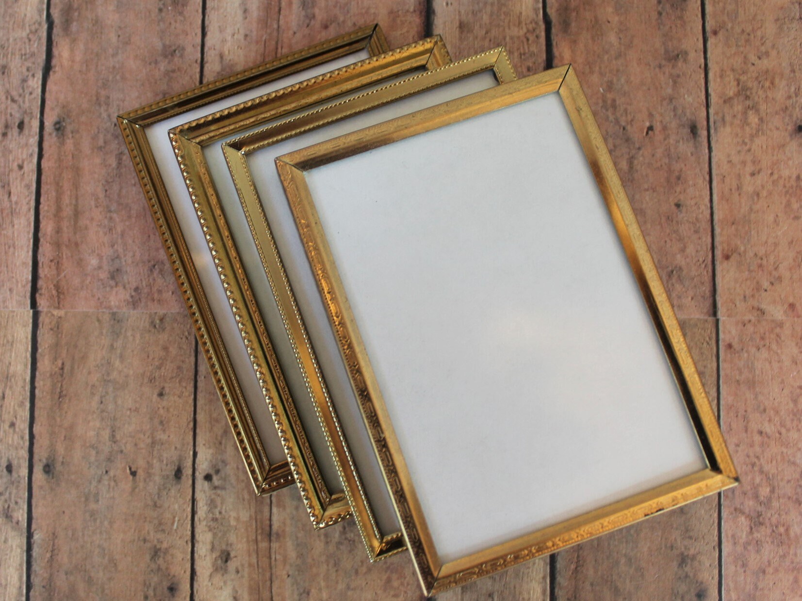 Vintage 3x5 Metal Gold Brass Colored Photo Picture Frame Set of 4