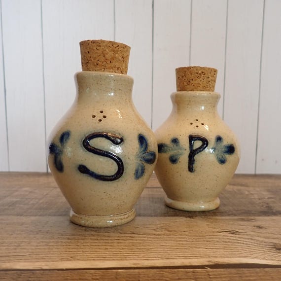 Vintage SHADOWLAWN STONEWARE Salt Glazed Pottery Salt and Pepper Shaker Set of 2