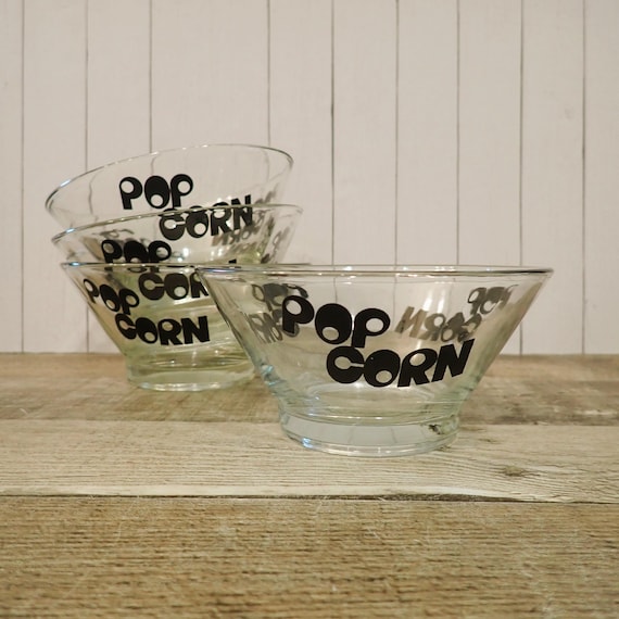 Vintage Wheaton Clear Glass Pop Corn Bowls Set of 4 Individual Bowls Mid Century Modern