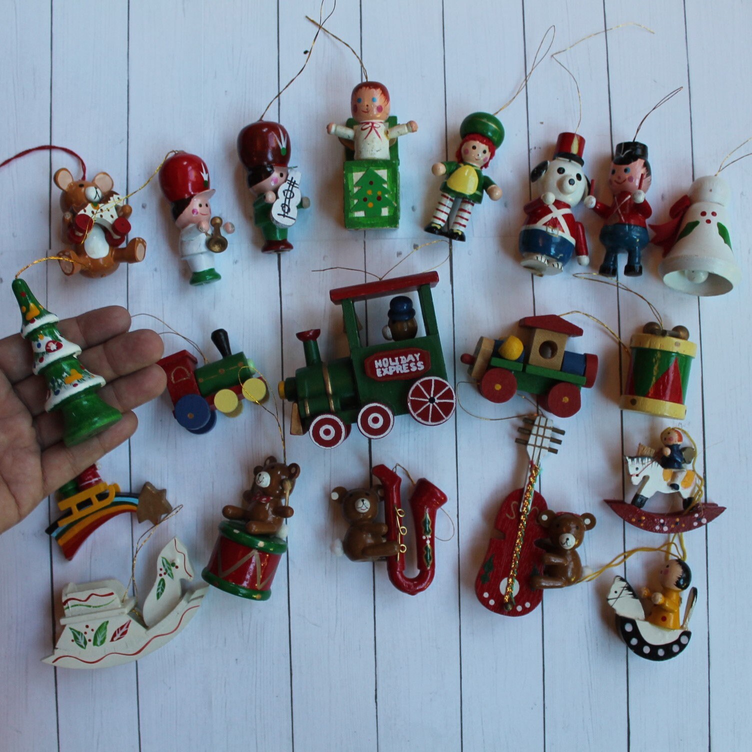 Vintage Wooden Christmas Ornaments 