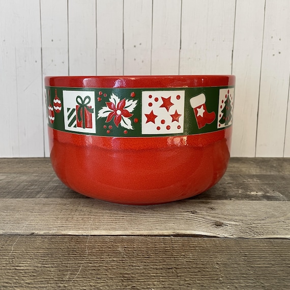 Vintage Waechtersbach Christmas Tree Large Serving Bowl Red Ceramic Bowl Germany