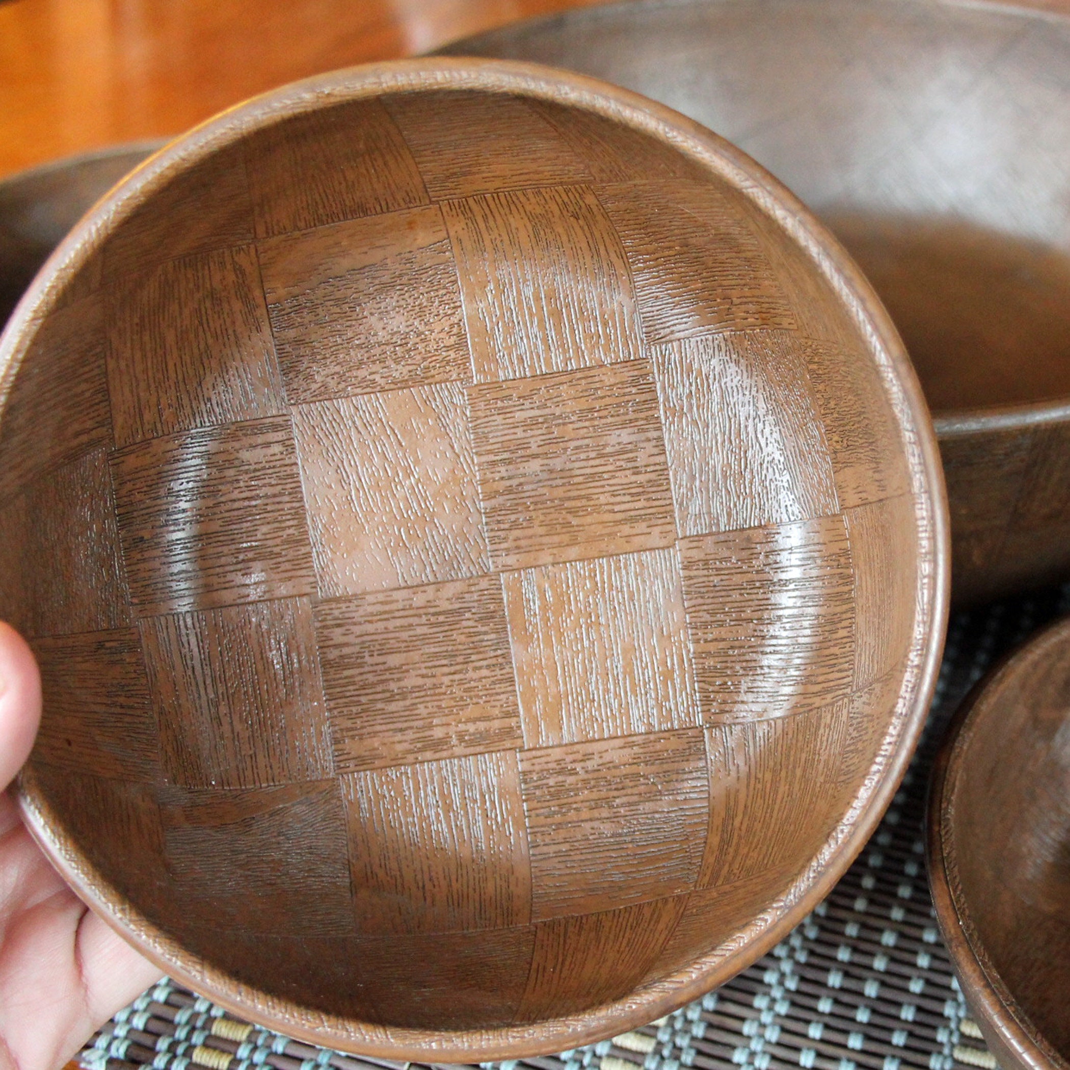 Vintage Plastic Faux Wood Bowls Set of 5 Salad Chip Snack ...