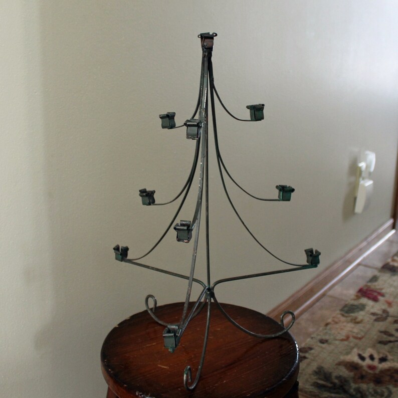 Vintage Primitive Metal Christmas Candle Tree Holder 9 Arm Etsy
