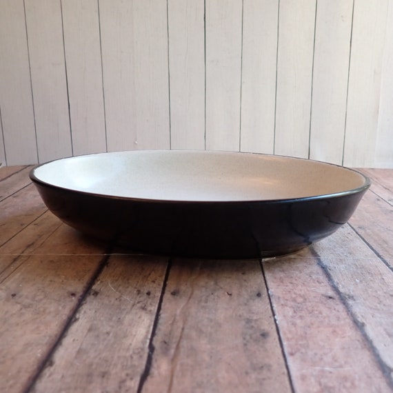 Vintage Noritake Folkstone NEW SANTA FE Oval Vegetable Serving Bowl White Black Stoneware Mid Century Southwestern