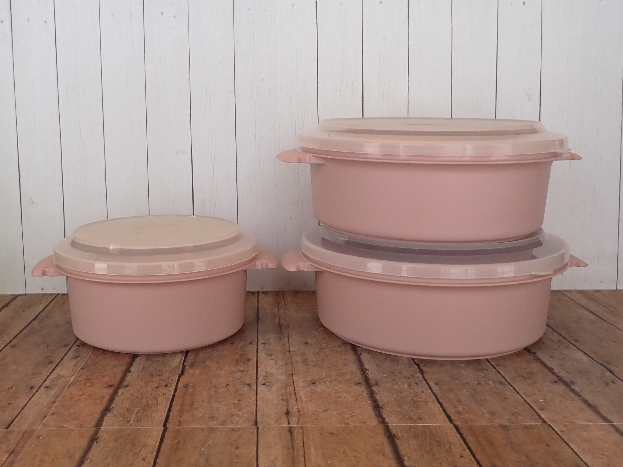 Vintage Super Seal Pale Pink Container Set of 3 Storage Canisters Superseal  Kitchen Storage