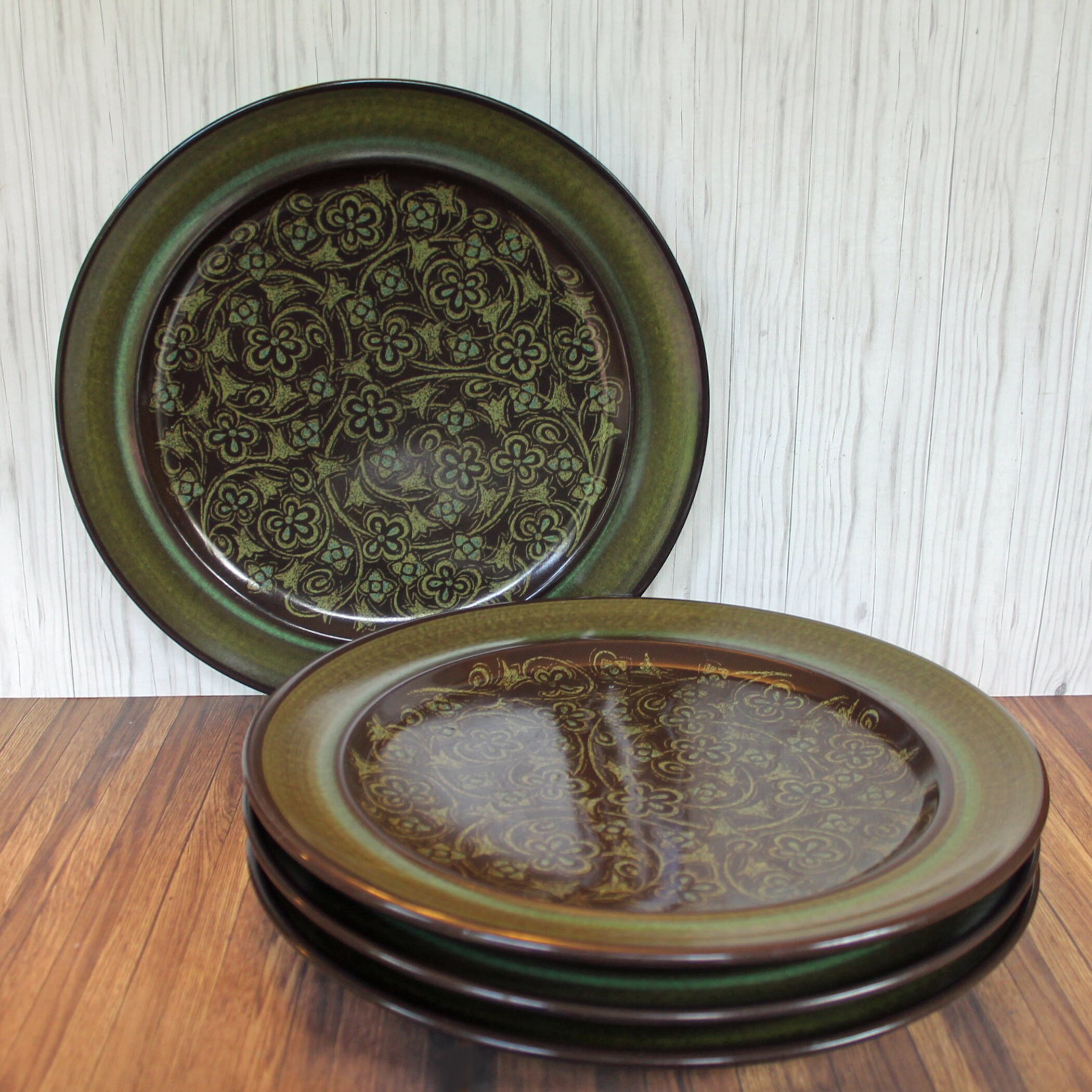 Vintage Franciscan MADEIRA 10 Dinner Plates Set of 4 Brown Stoneware