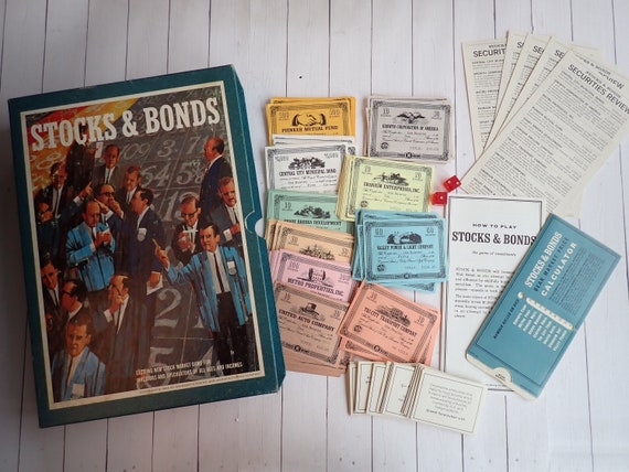 Vintage 3M Bookshelf Game Stocks and Bonds Board Game with Original Box 1964