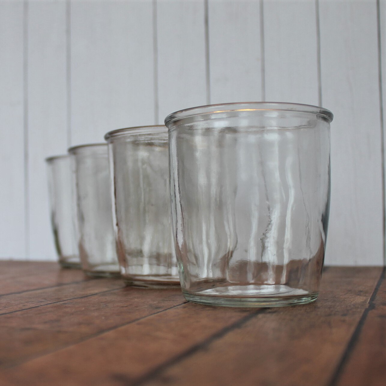 Vintage Jelly Jar Juice Glasses 8 oz. Tumblers Set of 4 Clear Drinking